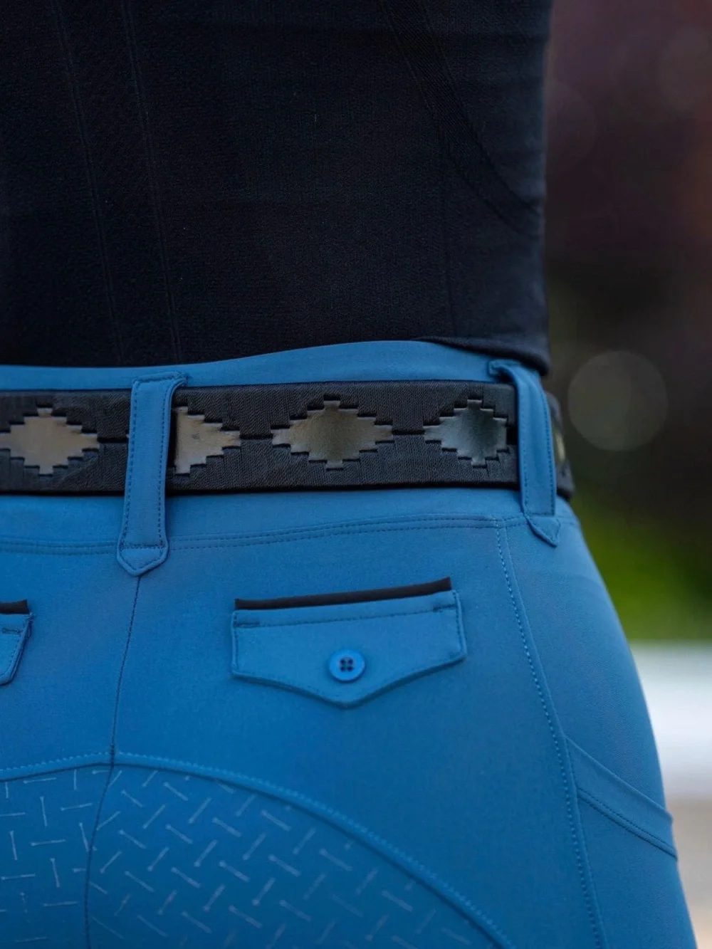Free Ride Lux Hybride Full Seat Breeches, XL, Ocean Blue